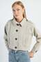 Pleated Double-Breasted Collar Cropped Trench Coat - 2