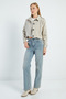 Pleated Double-Breasted Collar Cropped Trench Coat - 5