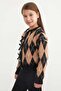 Baklava Patterned Bowknot Buttoned Girls' Cardigan - 2