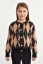 Baklava Patterned Bowknot Buttoned Girls' Cardigan