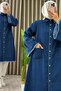 Zahi̇r Kot Tunic Blue Women's Comfortable Cut with Stone Detail on Sleeves - 2