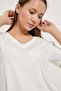 Thick V-Neck Side Slit Stretchy T-Shirt - 2