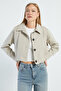 Pleated Double-Breasted Collar Cropped Trench Coat - 6