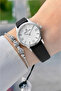 Case Silver Cord Black Color 28 mm Women Wrist Watch with Gift Packaging
