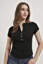 V-Neck Button Detailed Crop Bodysuit - 2