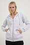 Women's Zippered Hooded Gray Oversize Sweatshirt