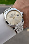 Men's Wristwatch with Beige Dial and Gray Strap, Same as Pictured - 2