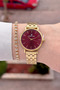 Women's Wristwatch and Bracelet with Dial in Burgundy, Gold Color Band, 30 Mm, Same as in the Image - 2