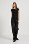 Women's Crew Neck Short Sleeve Black Crop T-Shirt - 2