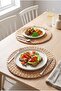 Milana - 2 Pieces Hand-Knitted Thick Banana Straw Round American Serving Plate, Tableware Serving Presentation - 6