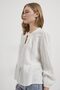 Tie-Detail Elastic Sleeves Buttoned Muslin Blouse - 2