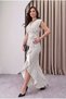 Women's Black Polka Dot Scuba Diving Fabric Double Breasted Collar Skirt Flounce Evening Dress Graduation Wedding Dress - 4