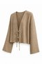 Muslin Fabric Women's Tie-Front Blouse - Tie-Front Hijab Clothing Blouse - 5