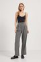 Women's Loose Wide Leg Velcro Closure Gray Palazzo Trousers - 2