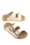 Women's Summer Faux Leather Two Belt Velcro Adjustable Comfortable Sole Casual Slippers - 2