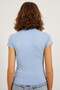 Women's Crew Neck Stone Tight Short Blue T-Shirt - 4