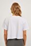 Women's Printed Short Sleeve Summer White Crop T-Shirt - 5