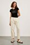 Women's Crew Neck Stone Tight Short Black T-Shirt - 2