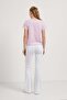 Women's Cherry Patterned Crew Neck Pink Loose T-Shirt - 5