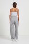 Women's Waist Tie Loose Leg Gray Baggy Trousers - 5