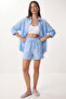 Embroidered Muslin Shirt Shorts Set Lax0014 Sky Blue - 4