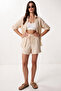Embroidered Muslin Shirt Shorts Set Lax0014 Cream - 3
