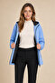 Women's Blue Water-Resistant Windbreaker & Raincoat with Removable Hood and Zipper - 3