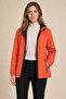 Women's Orange Water-Resistant Windbreaker & Raincoat with Removable Hood and Zipper - 3