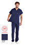 Men's Patriot Blue Lycra Thin Fabric Scrubs Doctor Nurse Uniform Bat Sleeve Surgical Suit (with Arma Gift) - 5
