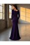 Zyran Sleeve Detail Slit Evening Gown 582755 Purple - 4