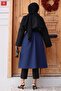 Garnished Sleeve Trench Coat Indigo 4435 - 5