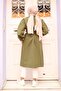 Pleated Shoulder Detailed Trench Coat Khaki 4429 - 5