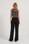 Women's High Waist Wide Leg Black Palazzo Trousers - 5
