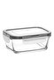 Fresco Glass Storage Container Single Small Size 400 ml Rectangular Gray Lockable Lid