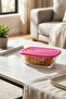 Defne Glass Storage Container Set of 2 Small Size 375 ml Rectangular Pink Plastic Lid (Breakfast) - 2