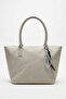 Linen Large Size Hand and Shoulder Bag Cream