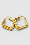Gold Steel Spiral Square Earrings