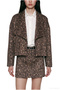 Leopard Patterned Shawl Collar Jacket Brown - 3