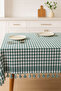 170X170 cm Gingham Tablecloth Floor Table Cloth Picnic Fringed