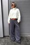 Smoked Adjustable Waist Wide Leg Relaxed Cut Basic Women's Sweatpants Mg2122