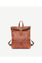 Leather Backpack with Fold Detail