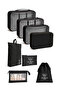 🏅   Premium 8 Piece Black Color Travel Luggage Organizer - Suitcase Packing Set Storage Boxes, Pouches - 2 Year Warranty