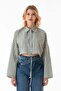 Striped Tie Front Crop Shirt - 8