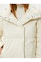 Short Puffer Jacket Leather Look Snap Button Stand Collar with Pockets - 5