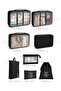 🏅   Premium 8 Piece Black Color Travel Luggage Organizer - Suitcase Packing Set Storage Boxes, Pouches - 2 Year Warranty - 2