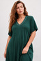 Bamboo Fabric V-Neck Lace Detailed Oversized Flared Dress - 3
