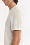 Men's Ecru Crew Neck Printed Viscose Blended Bi-Stretch Interlock Regular Fit T-Shirt A61Y1043 - 3