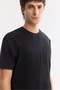 Men's Black Crew Neck Cotton Elastane Regular Fit T-Shirt A61Y1023 - 2