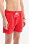 Men's Red Basic Quick-Drying Relaxed Fit Swim Shorts with Bag A61Y3800 - 4