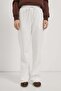 Women's Elastic Waist Wide Leg Straight White Pants - 3